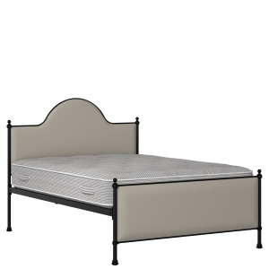 Albert iron/metal upholstered bed in black with Silver fabric - Thumbnail