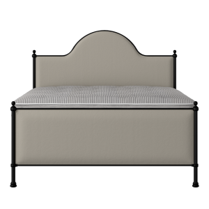 Albert iron/metal upholstered bed in black with Silver fabric - Thumbnail