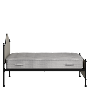 Albert iron/metal upholstered bed in black with Silver fabric - Thumbnail