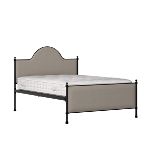 Albert iron/metal upholstered bed in black with storm grey fabric - Thumbnail