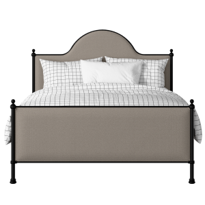 Albert iron/metal upholstered bed in black with storm grey fabric - Thumbnail