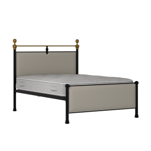 Bastille iron/metal upholstered bed in black with Silver fabric - Thumbnail