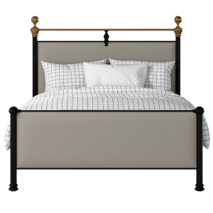 Bastille iron/metal upholstered bed in black with Silver fabric - Thumbnail