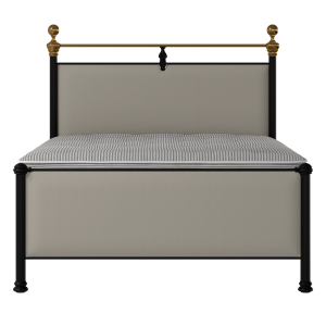 Bastille iron/metal upholstered bed in black with Silver fabric - Thumbnail