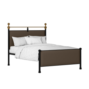 Bastille iron/metal upholstered bed in black with storm grey fabric - Thumbnail