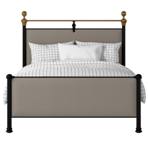 Bastille iron/metal upholstered bed in black with storm grey fabric - Thumbnail