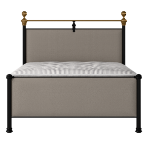 Bastille iron/metal upholstered bed in black with storm grey fabric - Thumbnail