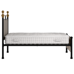Bastille iron/metal upholstered bed in black with storm grey fabric - Thumbnail