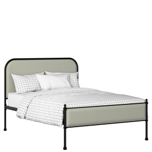 Bray Slim iron/metal upholstered bed in black with mineral fabric - Thumbnail