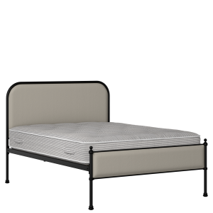Bray Slim iron/metal upholstered bed in black with Silver fabric - Thumbnail