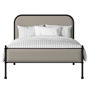 Bray Slim iron/metal upholstered bed in black with Silver fabric - Thumbnail