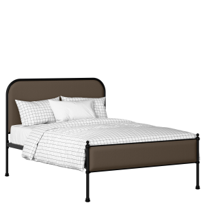Bray Slim iron/metal upholstered bed in black with storm grey fabric - Thumbnail