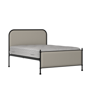Bray iron/metal upholstered bed in black with Silver fabric - Thumbnail