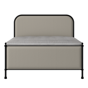 Bray iron/metal upholstered bed in black with Silver fabric - Thumbnail