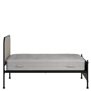 Bray iron/metal upholstered bed in black with Silver fabric - Thumbnail