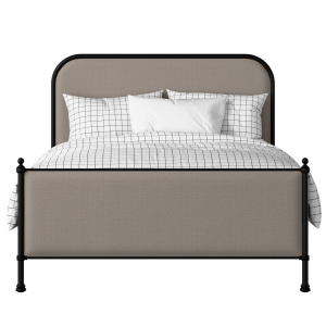Bray iron/metal upholstered bed in black with storm grey fabric - Thumbnail