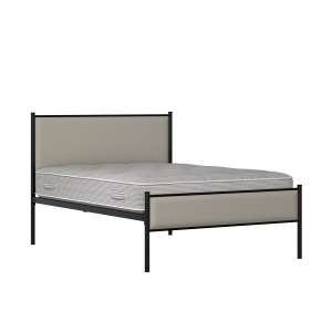 Brest Slim iron/metal upholstered bed in black with Silver fabric - Thumbnail