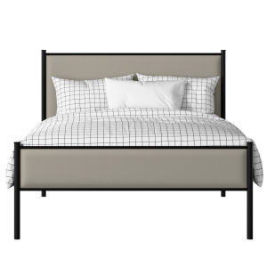 Brest Slim iron/metal upholstered bed in black with Silver fabric - Thumbnail