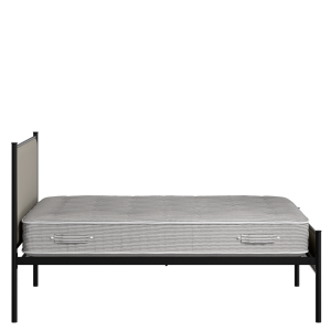 Brest Slim iron/metal upholstered bed in black with Silver fabric - Thumbnail