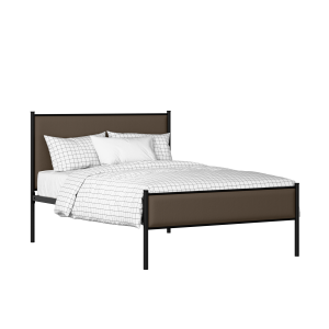 Brest Slim iron/metal upholstered bed in black with storm grey fabric - Thumbnail