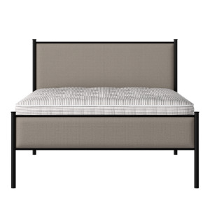 Brest Slim iron/metal upholstered bed in black with storm grey fabric - Thumbnail