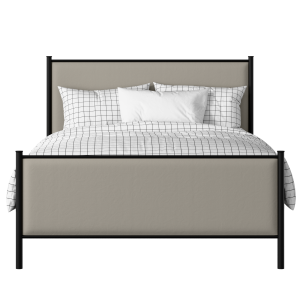 Brest iron/metal upholstered bed in black with Silver fabric - Thumbnail