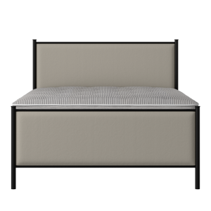 Brest iron/metal upholstered bed in black with Silver fabric - Thumbnail