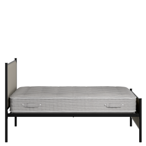 Brest iron/metal upholstered bed in black with Silver fabric - Thumbnail
