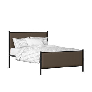 Brest iron/metal upholstered bed in black with storm grey fabric - Thumbnail