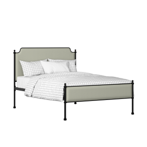 Miranda Slim iron/metal upholstered bed in black with mineral fabric - Thumbnail