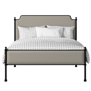 Miranda Slim iron/metal upholstered bed in black with Silver fabric - Thumbnail