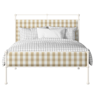 Nancy Slim metallbett in elfenbein mit grey stoff - Thumbnail