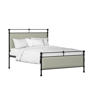 Nancy iron/metal upholstered bed in black with mineral fabric - Thumbnail