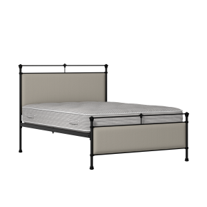 Nancy iron/metal upholstered bed in black with Silver fabric - Thumbnail