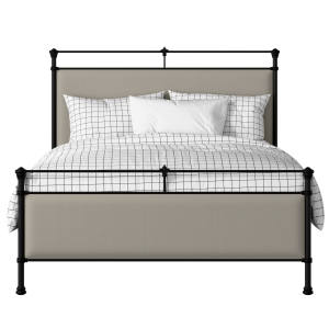 Nancy iron/metal upholstered bed in black with Silver fabric - Thumbnail