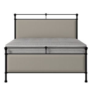 Nancy iron/metal upholstered bed in black with Silver fabric - Thumbnail