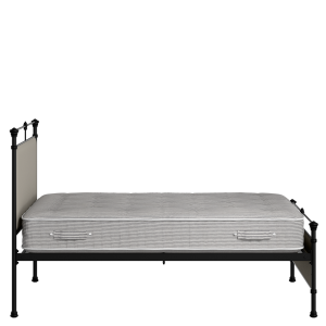 Nancy iron/metal upholstered bed in black with Silver fabric - Thumbnail