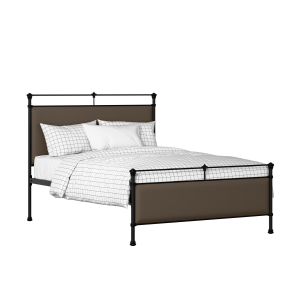 Nancy iron/metal upholstered bed in black with storm grey fabric - Thumbnail