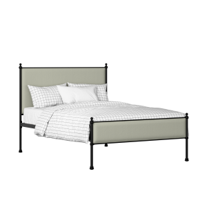 Neville Slim iron/metal upholstered bed in black with mineral fabric - Thumbnail