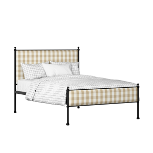 Neville Slim iron/metal upholstered bed in black with Romo Kemble Putty fabric - Thumbnail