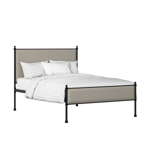 Neville Slim iron/metal upholstered bed in black with silver fabric - Thumbnail