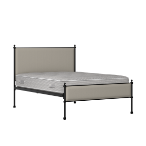 Neville Slim iron/metal upholstered bed in black with Silver fabric - Thumbnail