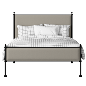 Neville Slim iron/metal upholstered bed in black with Silver fabric - Thumbnail