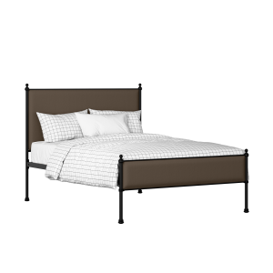 Neville Slim iron/metal upholstered bed in black with storm grey fabric - Thumbnail
