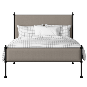 Neville Slim iron/metal upholstered bed in black with storm grey fabric - Thumbnail