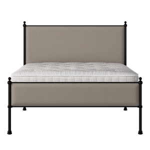 Neville Slim iron/metal upholstered bed in black with storm grey fabric - Thumbnail