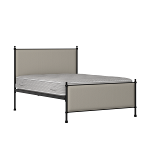 Neville iron/metal upholstered bed in black with Silver fabric - Thumbnail