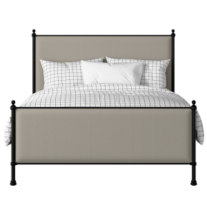 Neville iron/metal upholstered bed in black with Silver fabric - Thumbnail