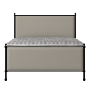 Neville iron/metal upholstered bed in black with Silver fabric - Thumbnail