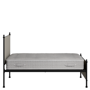 Neville iron/metal upholstered bed in black with Silver fabric - Thumbnail